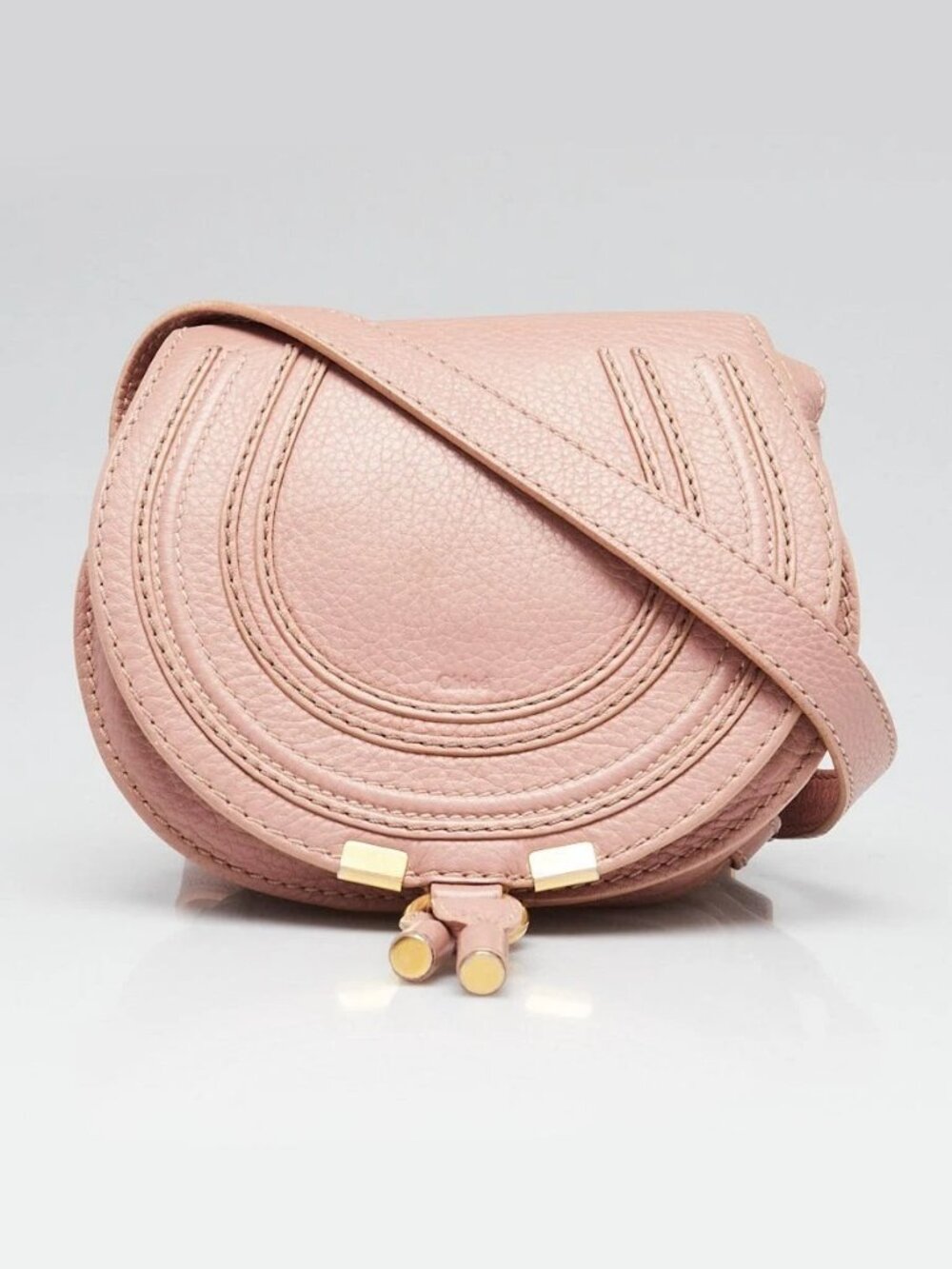 Chloe Pink Pebbled Leather Marcie Mini Crossbody Bag